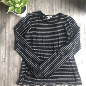 James Perse Long Sleeve Stripe Sheer Top